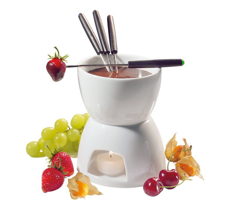Chocolate Fondue Set, Porcelain, 5&quot;x10&quot;