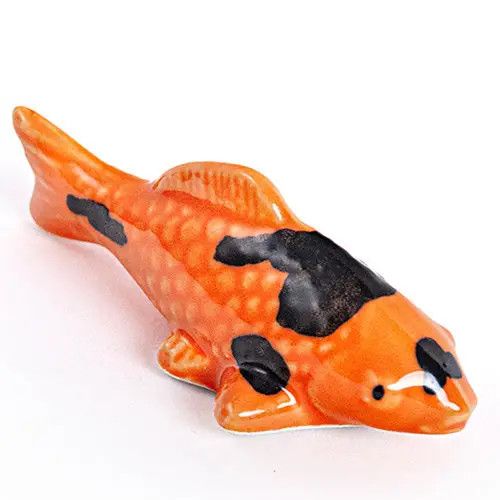 Japanese Koi Fish Porcelain Chopsticks Rest 2&quot;L Ki Utsuri