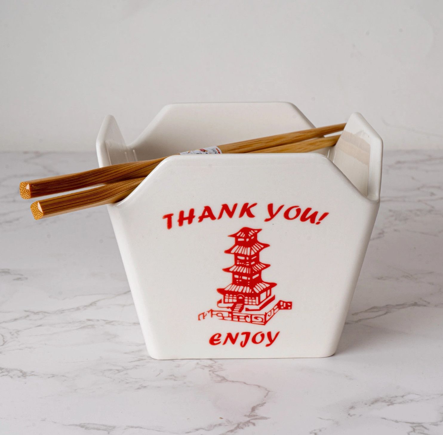 16oz 5&quot;W x 4&quot;H Takeout Box Serving Bowl With Chopsticks Pagoda (1/24)
