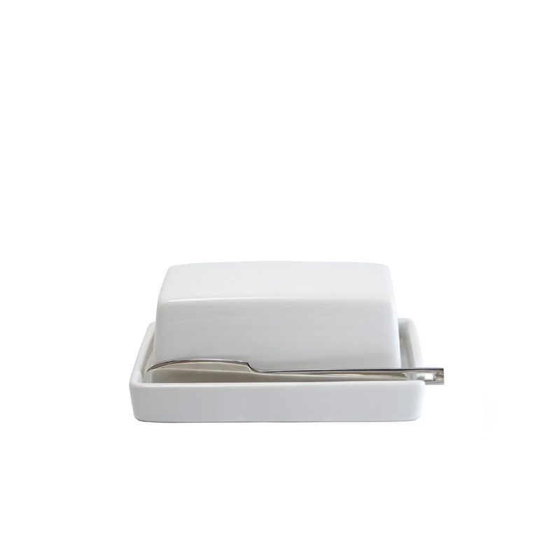 Bee House Butter Dish With S.S Butter Knife - White