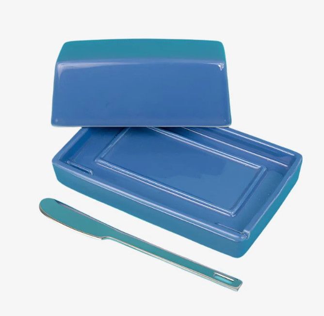 Bee House Butter Dish With S.S Butter Knife - Blueberry
