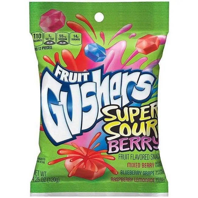 Gushers Super Sour Fruit Snack, Snack Bag 1.9 oz.