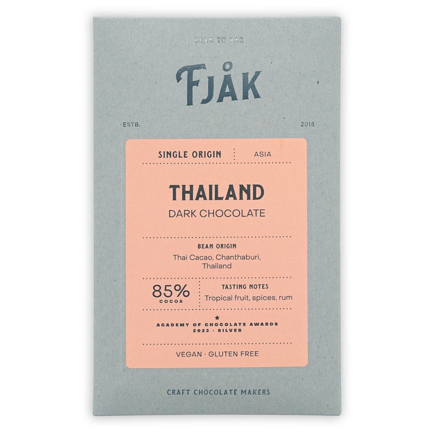 Fjak Dark Chocolate Bar Thailand 85% (Organic)