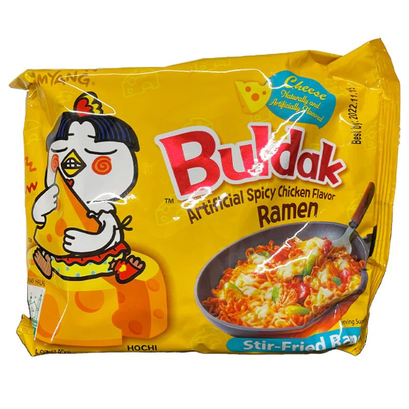 Korean Buldak Noodles Stir-Fried Ramen - Hot Chicken Flavor with Cheese