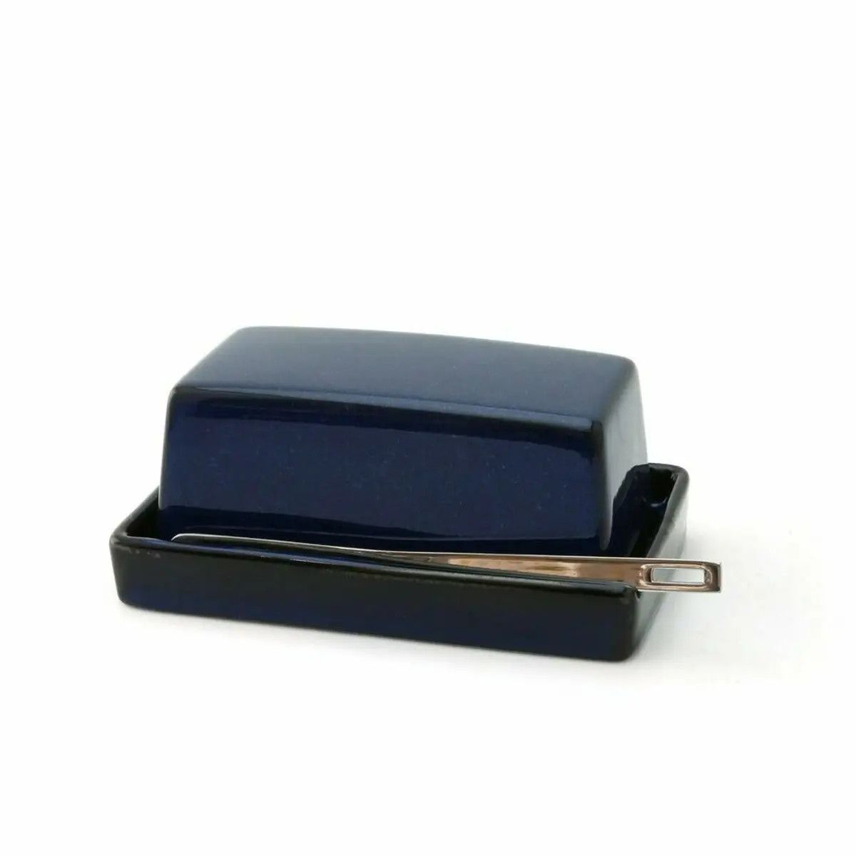 Bee House Butter Dish With S.S Butter Knife - Jeans Blue
