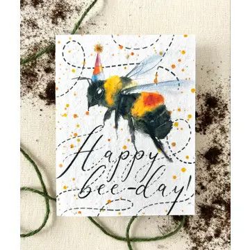 &quot;Happy Bee Day!&quot; Plantable NATIVE Wildflower Seed Card