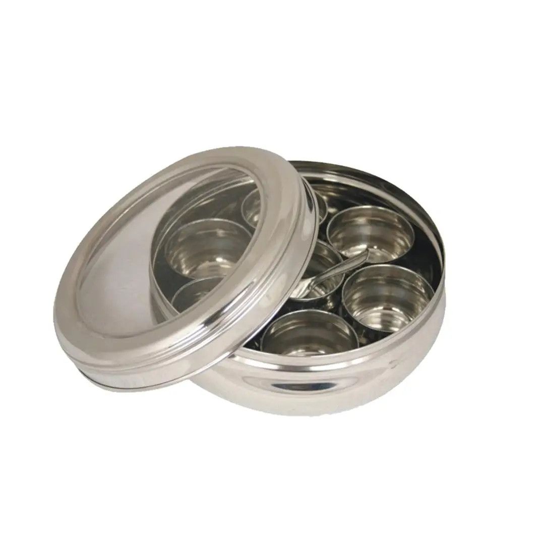 STAINLESS STEEL MASALA ( SPICE BOX WITH SPOON (7.5”)