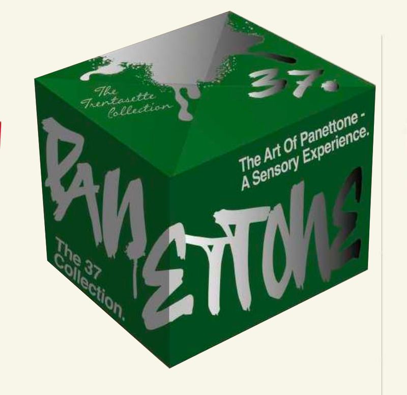 &quot;37 GRAFFITI&quot; Panettone Cake with Pistachios, Dark Chocolate Cover in green box, 1.65 Lb