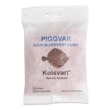 KOLSVART Piggvaren Sour Blueberry candy fish, 4.2 oz