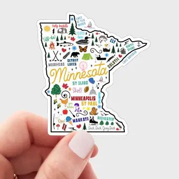 Minnesota Map Sticker - midwest, local, homegrown, roots