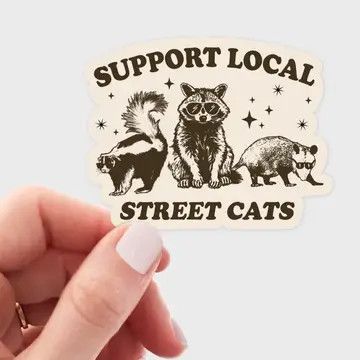Support Local Street Cats Sticker - skunk, raccoon, opossum | Yarnival