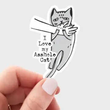 I Love my Asshole Cat Sticker - kitten, naughty, animal