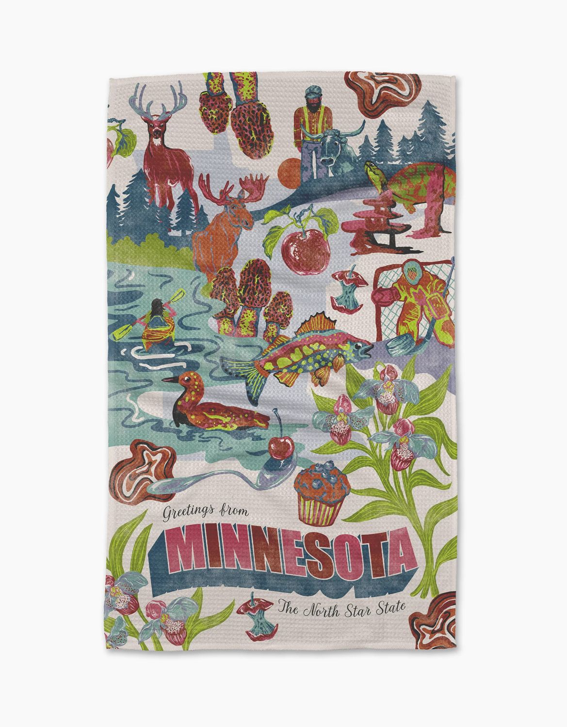 Geometry Greetings From Minnesota Tea Towel
