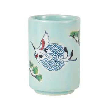 Japanese Crane Yunomi Style Tea Cup Reactive Glaze 10 fl oz | Urban Tokyo