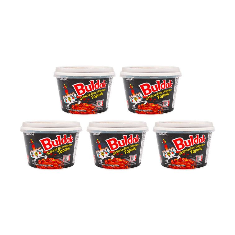 Buldak Hot Chicken Flavor Topokki – Spicy Fried Rice Cakes, Big Bowl, 6.52 oz