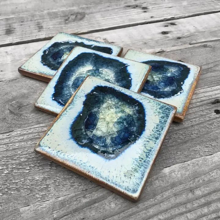 Square Coaster - Cascade| Dock 6 Pottery