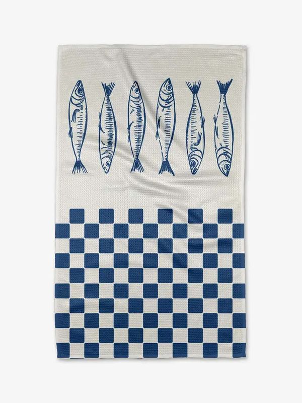 Sardine Check Blue Tea Towel | Geometry