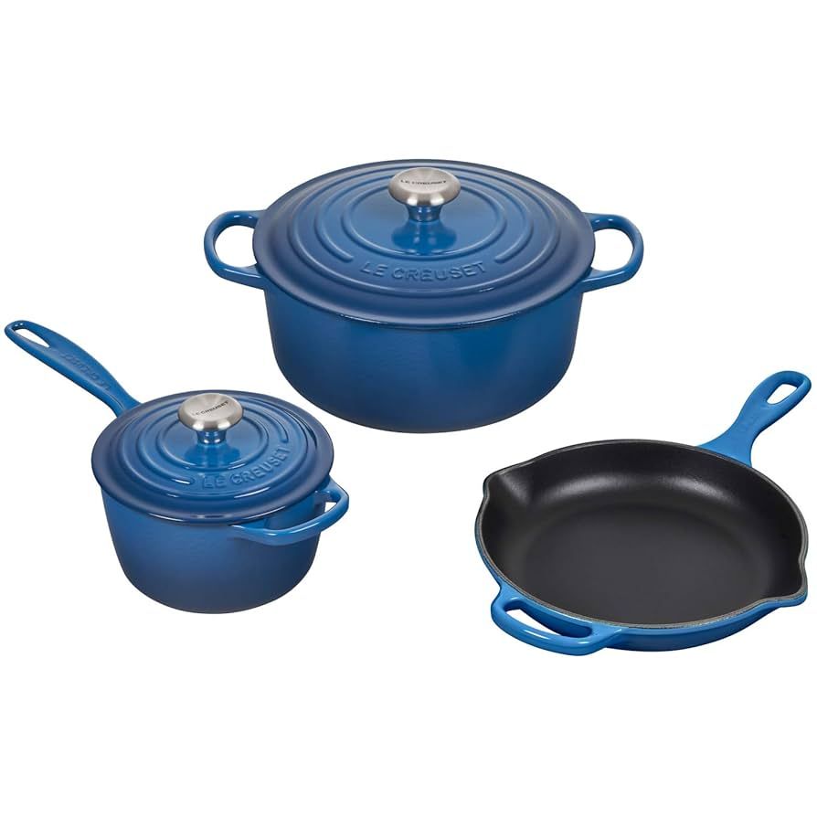 5 Piece Signature Set - Marseille (5.5 qt. Sig. RDO, 1.75 qt. Sig. Saucepan, 9&quot; Sig. Skillet) | Le Creuset