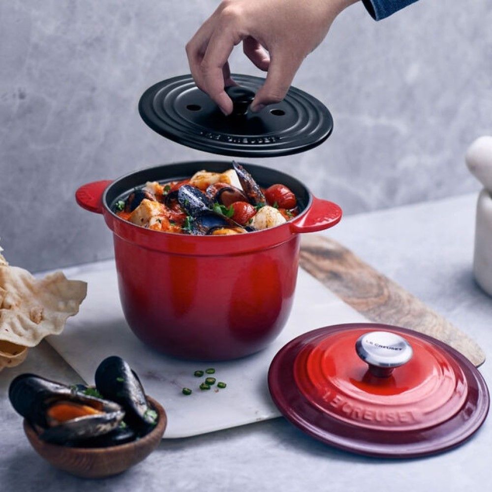 Rice Pot with SS Knob &amp; Stoneware Insert - Cerise, 2.25 qt. | Le Creuset