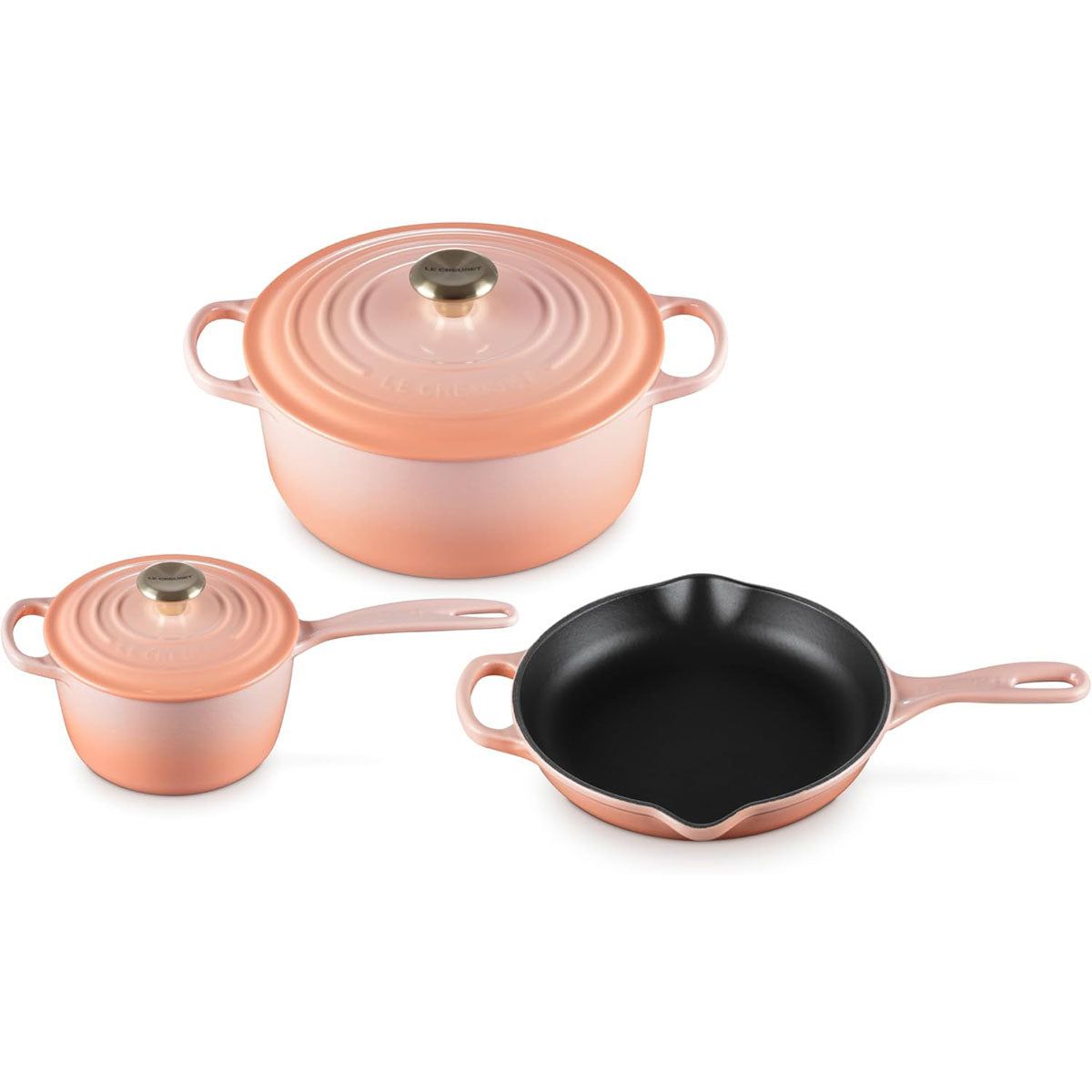 6 Piece Signature Set - Peche (5.5 qt. Sig. RDO, 1.75 qt. Sig. Saucepan, 9&quot; Sig. Skillet) | Le Creuset