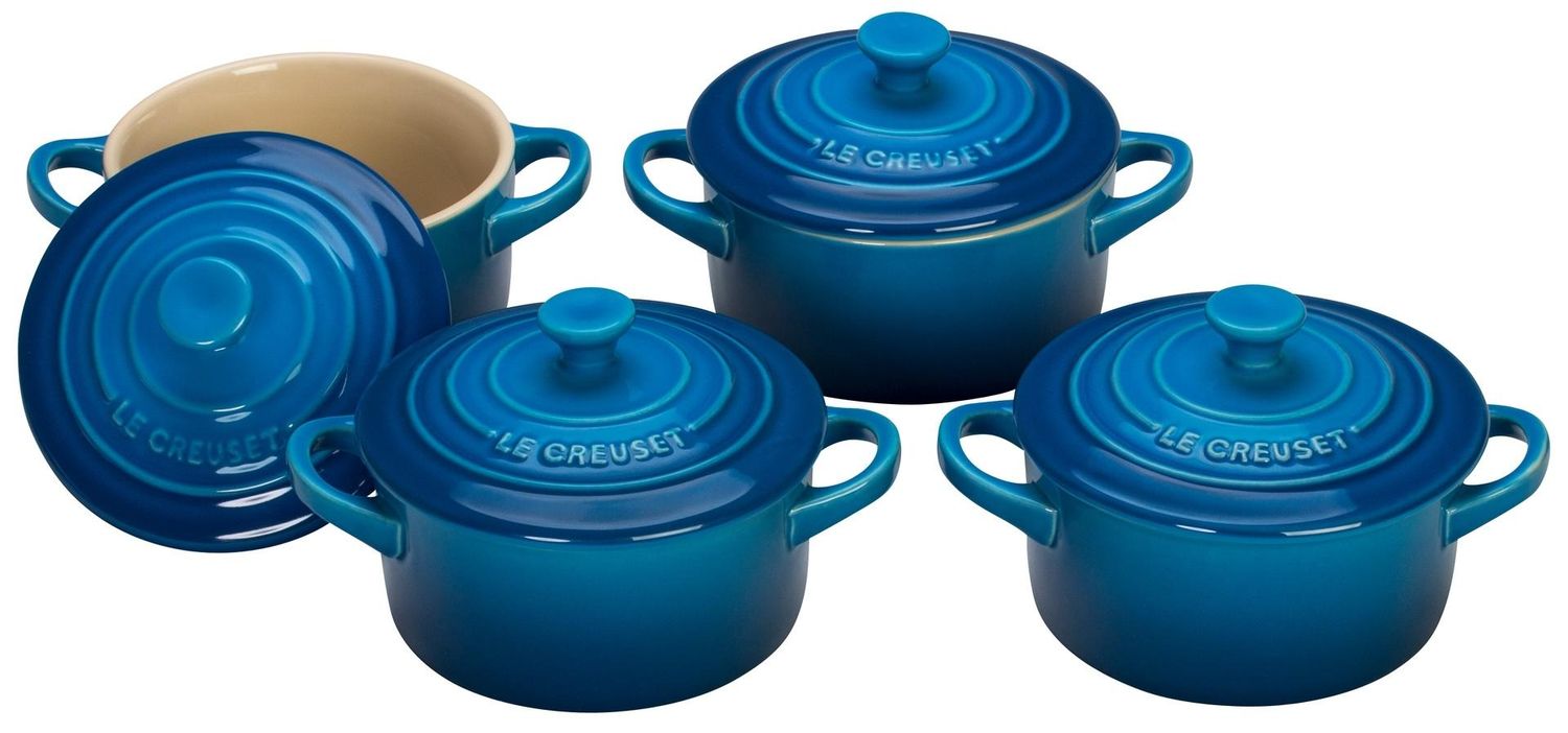 Set of 4 Cocottes w/ Mini-Cocotte Cookbook: Marseille - 8 oz | Le Creuset