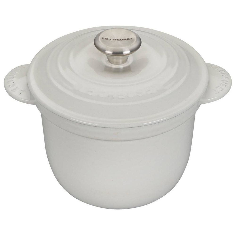 Rice Pot with SS Knob &amp; Stoneware Insert - White, 2.25 qt. | Le Creuset