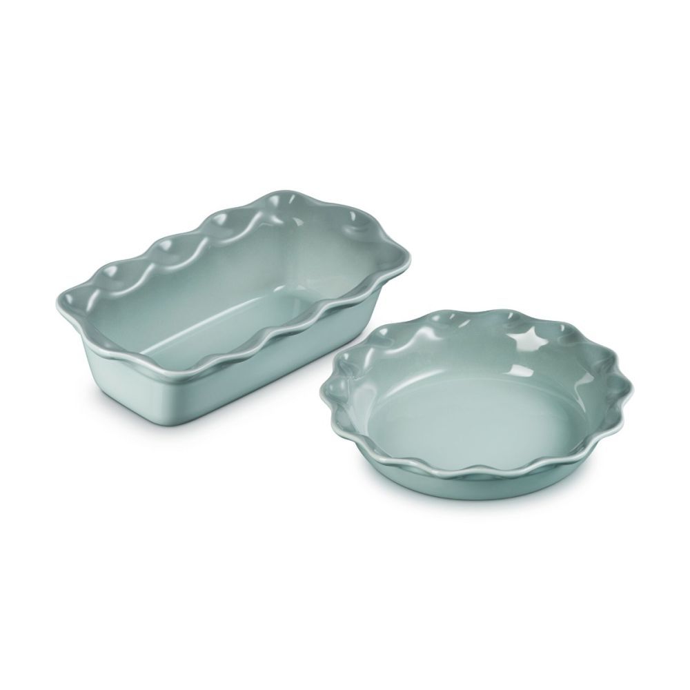 Set of 2 Heritage Fluted Pie Dish and Fluted Loaf Pan - Sea Salt | Le Creuset