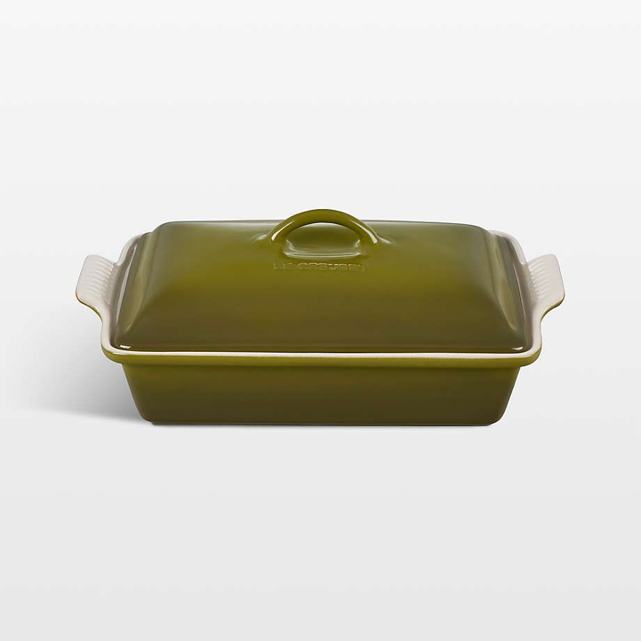 Heritage Covered Rectangular Casserole - Olive, 4 qt. (12&quot; x 9&quot;) | Le Creuset