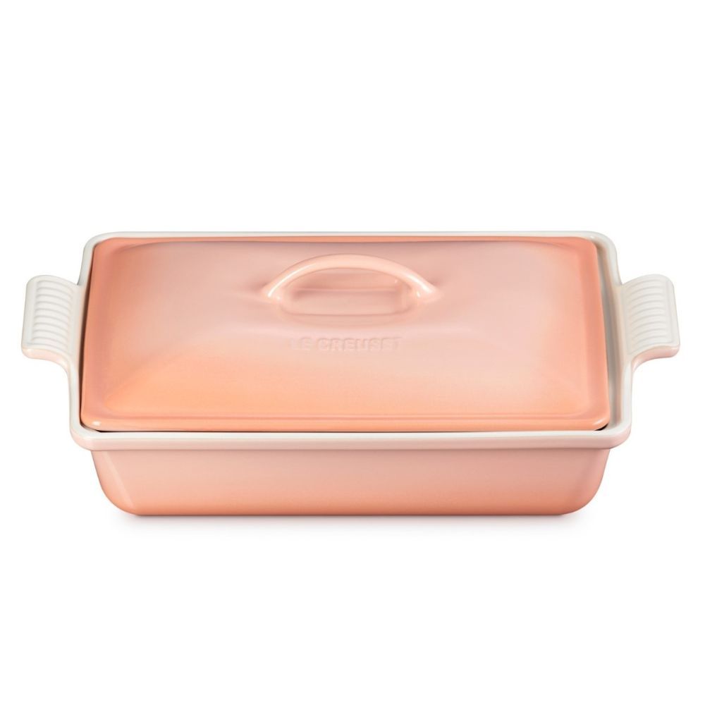 Heritage Covered Rectangular Casserole - Peche, 4 qt. (12&quot; x 9&quot;) | Le Creuset