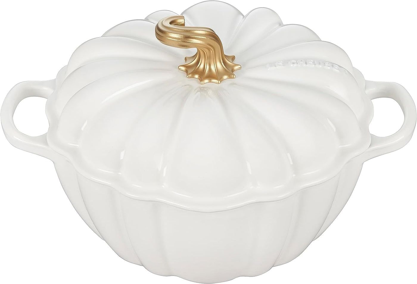 Figural Pumpkin Cocotte - White w/ Gold Figural Knob, 4 qt. | Le Creuset