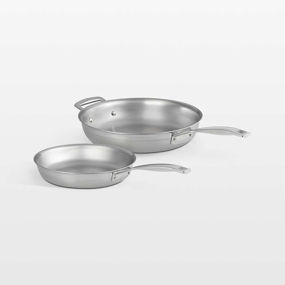 14 Piece Set Classic Stainless Steel (9.5 in, Fry Pan, 11 in. Fry Pan, 12.5 in. Fry Pan, 3.5 qt. Chef&#39;s Pan with Lid, 1.5 qt. Saucepan with Lid, 3 qt. Saucepan with Lid, 5 qt. Braiser, and 7.25 qt. Pa