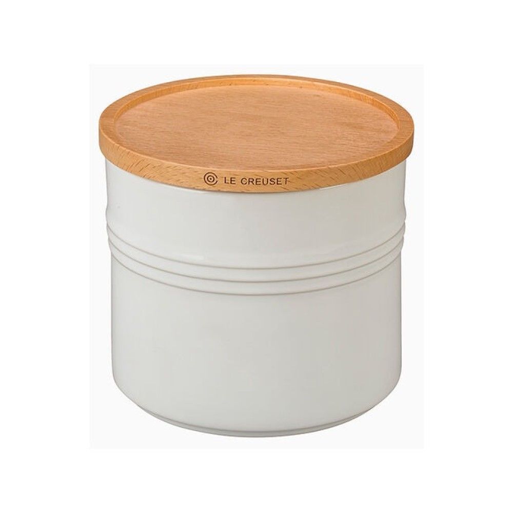 Canister with Wood Lid - White, 1.5 qt. (5.5&quot; diameter) | Le Creuset