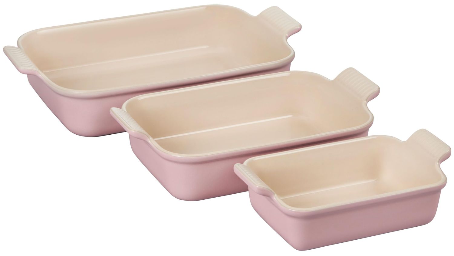 Heritage Set of 3 Rectangular Dishes - Chiffon Pink, 1.1 qt., 2.5 qt. &amp; 4 qt. | Le Creuset