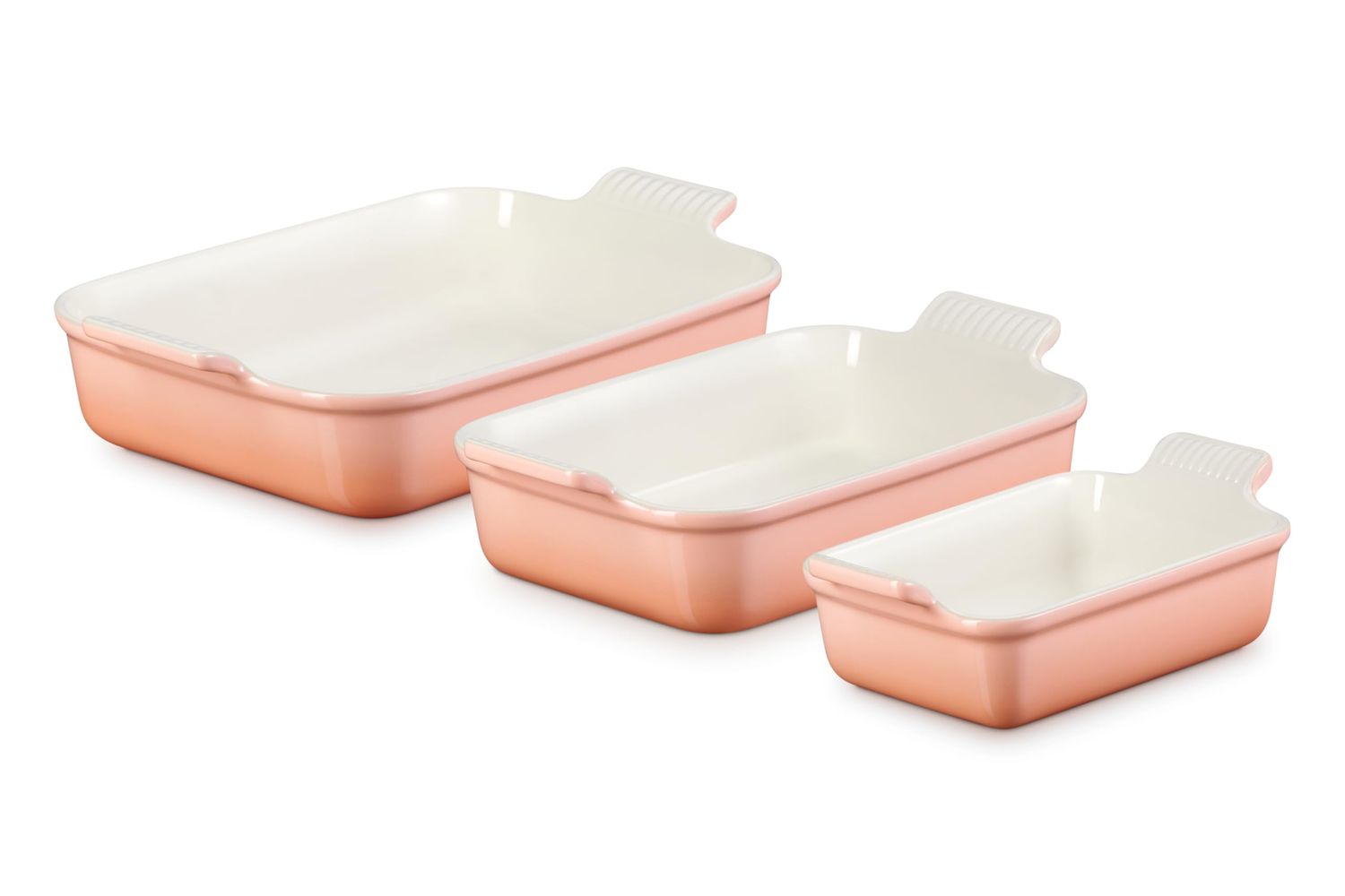 Heritage Set of 3 Rectangular Dishes - Peche, 1.1 qt., 2.5 qt. &amp; 4 qt. | Le Creuset