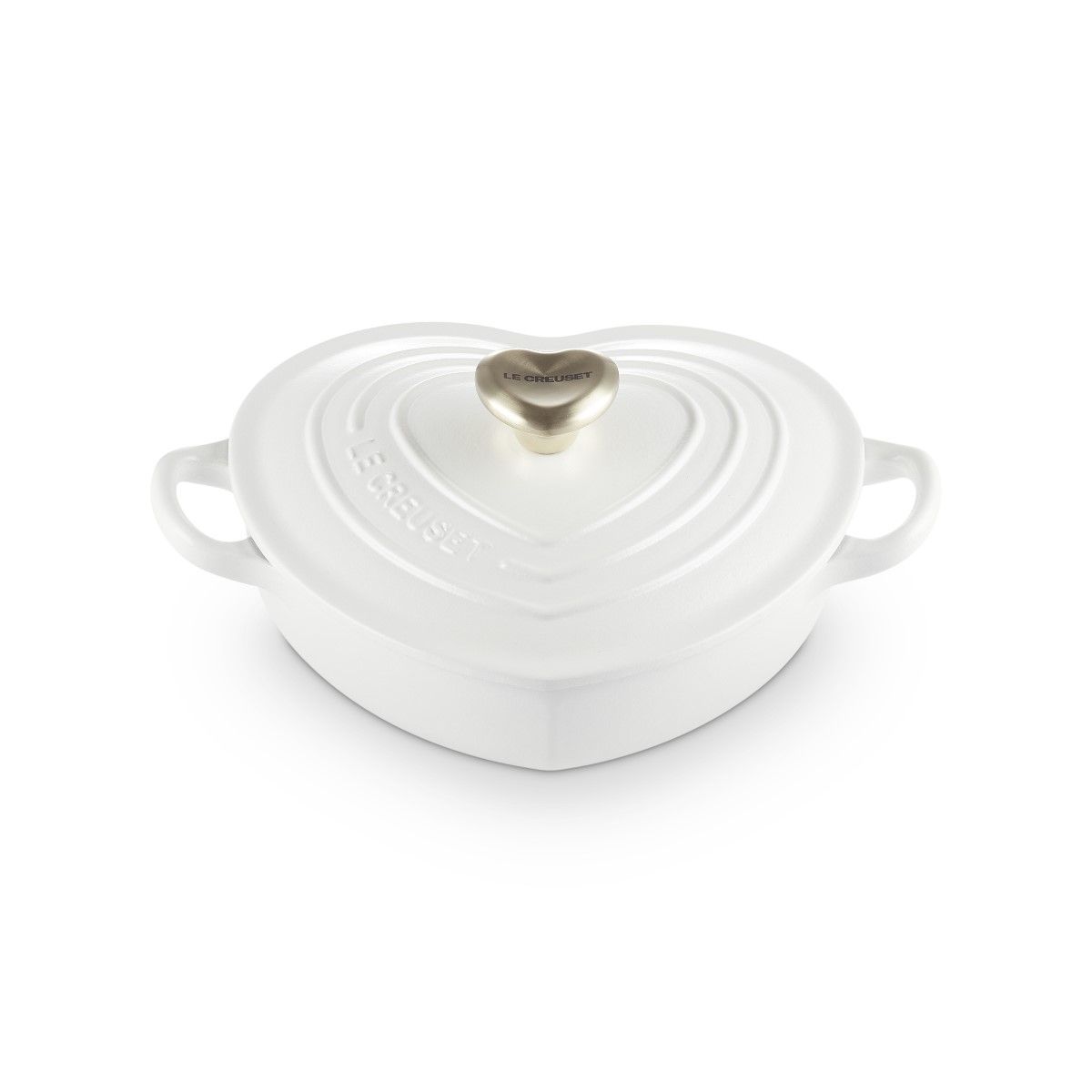 Shallow Heart Cocotte with Light Gold Heart Knob - White, 1.25 qt. | Le Creuset