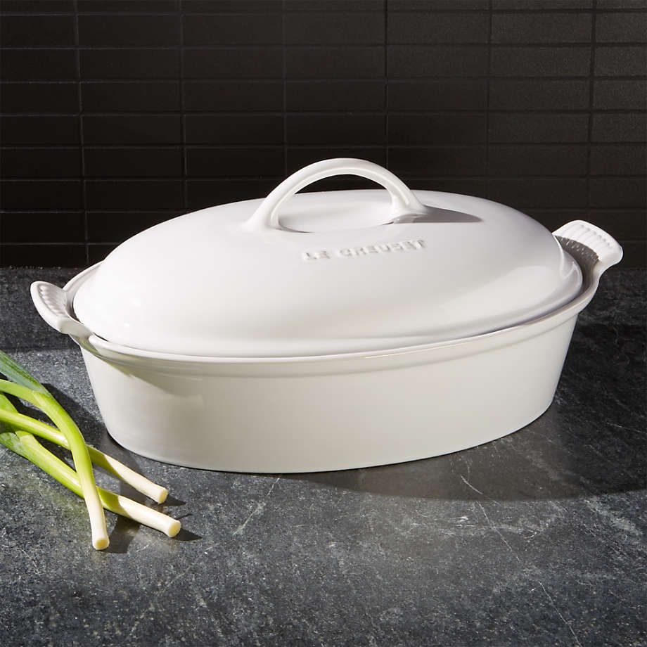 Heritage Covered Oval Casserole - White, 4 qt. (14&quot;) | Le Creuset