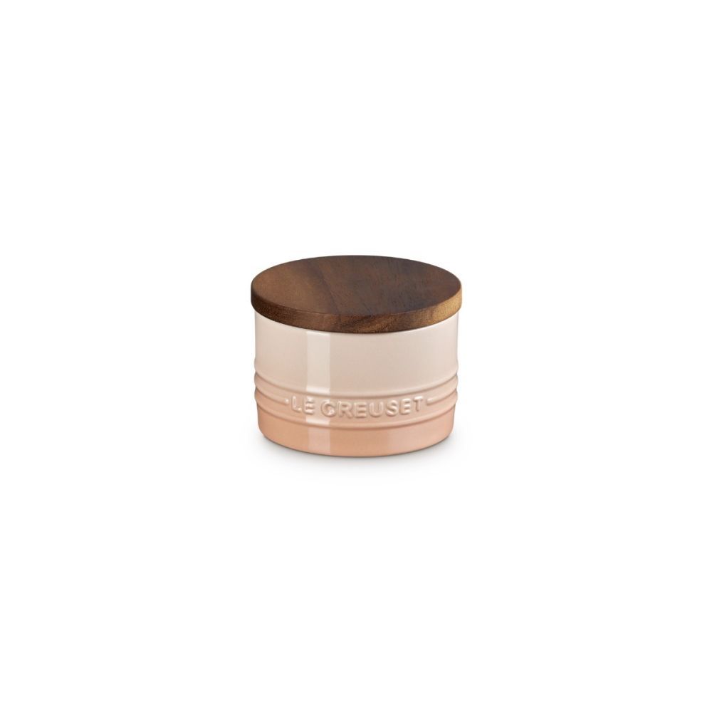 Salt Cellar with Wood Lid - Peche, 7 oz. | Le Creuset