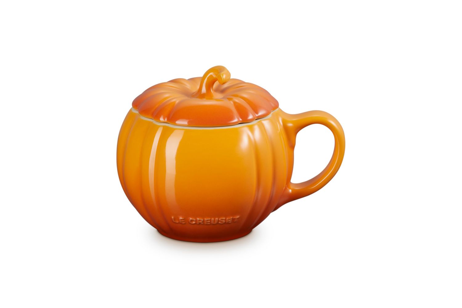 Pumpkin Mug with Lid - Persimmon, 14 oz. | Le Creuset