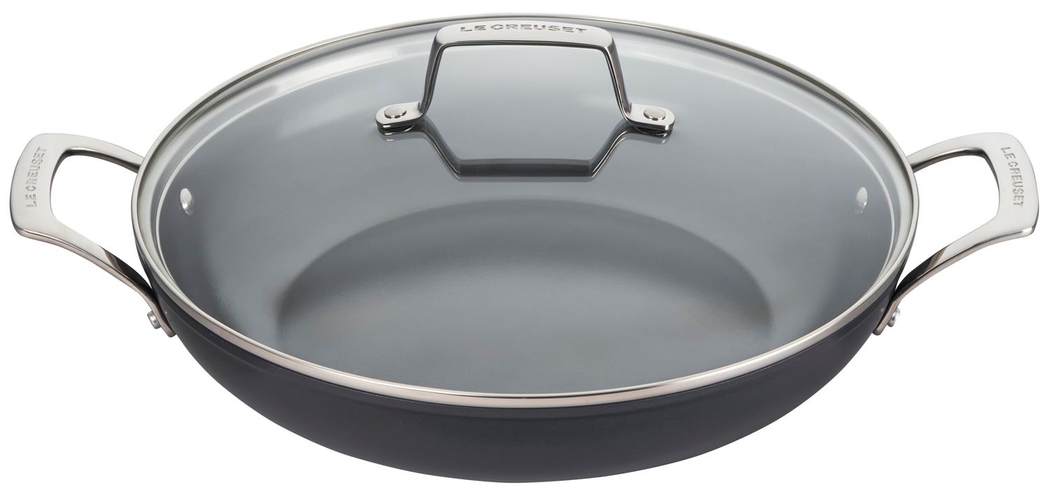 Essential Non-Stick Ceramic Shallow Braiser with Glass Lid 3.9 Qt, 4 qt. | Le Creuset