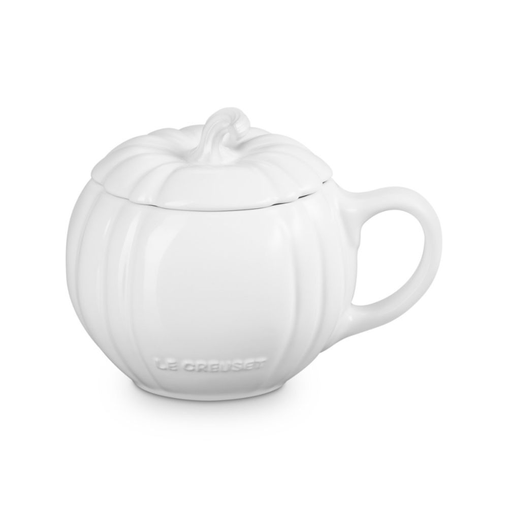 Pumpkin Mug with Lid - White, 14 oz. | Le Creuset