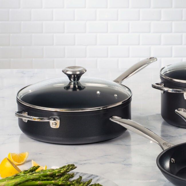Toughened Nonstick PRO 4-1/4 qt. Saute Pan with Helper Handle &amp; Glass Lid, 4.25 qt. | Le Creuset