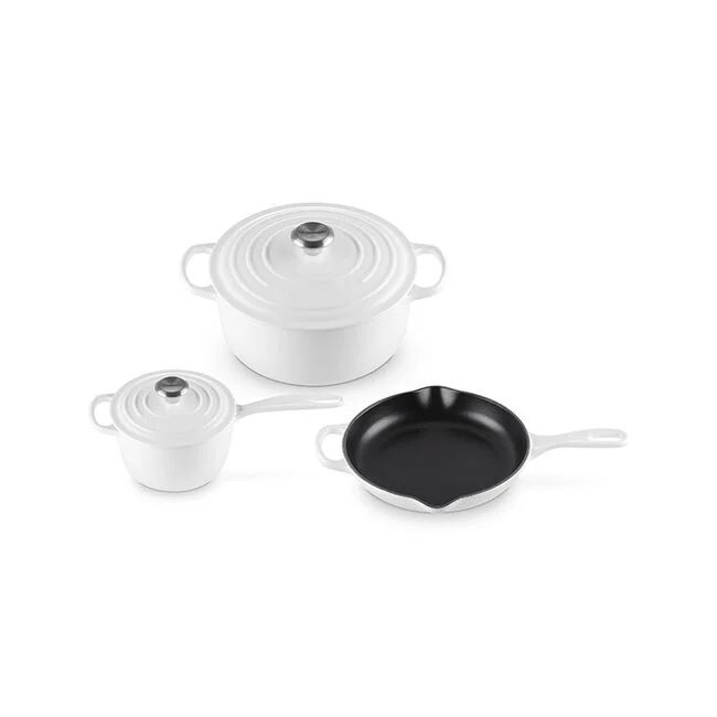 5 Piece Signature Set - White (5.5 qt. Sig. RDO, 1.75 qt. Sig. Saucepan, 9&quot; Sig. Skillet) | Le Creuset