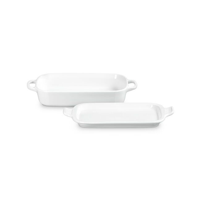 Rectangular Dish with Platter Lid - White, 14 3/4&quot;x9&quot;x2 1/2&quot; (3 qt.) | Le Creuset