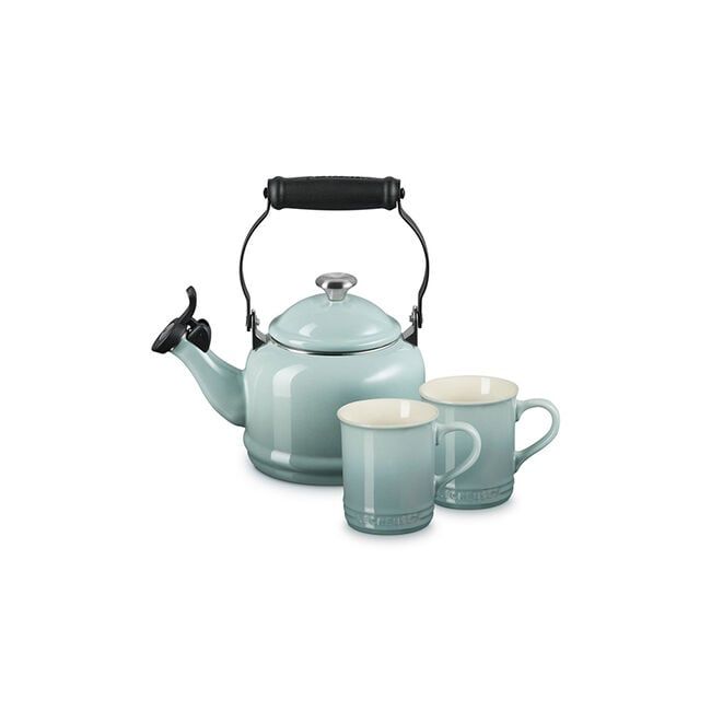 Demi Kettle w/ SS Knob &amp; 2 Mug Set - Oyster, 1.25 qt. Kettle &amp; (2) 14 oz. Mugs | Le Creuset