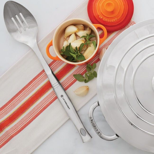 Revolution® Bi-Material Slotted Spoon - Oyster, 13.5&quot; x 2.5&quot; | Le Creuset