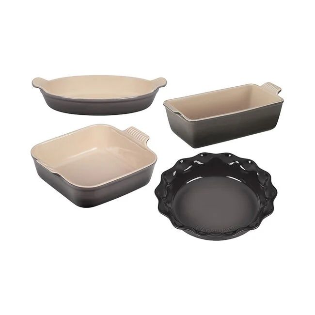 4 Piece Heritage Bakeware Set - Shallot (9-inch Loaf Pan, 9-inch Pie Dish, 3 qt. Square Baking Dish and  1 3/4qt. Oval Baking Dish) | Le Creuset
