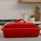 Heritage Covered Rectangular Casserole - Cerise, 4 qt. (12&quot; x 9&quot;) | Le Creuset