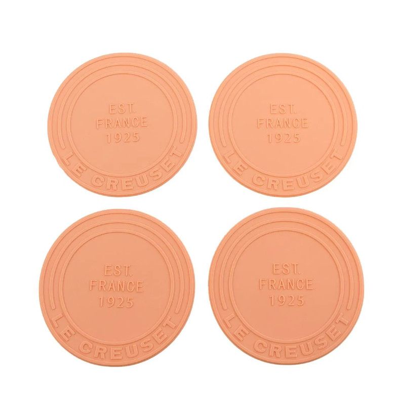 Silicone Coasters (est. 1925) - Peche, Set of 4 - 4&quot; diameter | Le Creuset