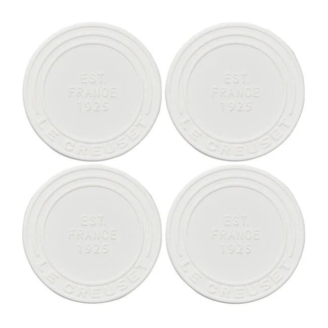 Silicone Coasters (est. 1925) - White, Set of 4 - 4&quot; diameter | Le Creuset