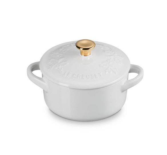Holly Mini Cocotte with Gold Detail - White, 8 oz. | Le Creuset